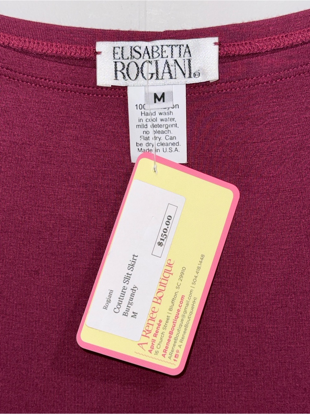 🎉Host Pick🎉 Elisabetta Rogiani Burgundy Couture Slit Maxi Skirt M EUC - Picture 3 of 4